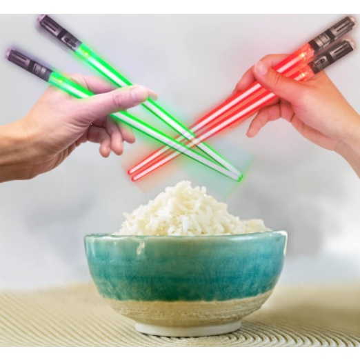 1 Pasang Sumpit Dengan Lampu LED 8 Warna Untuk Dapur / Restoran / Bar / Pesta