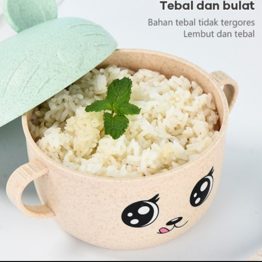 Gelas Mangkok Jerami Anak Karakter Sendok Bowl Serbaguna Alat Makan