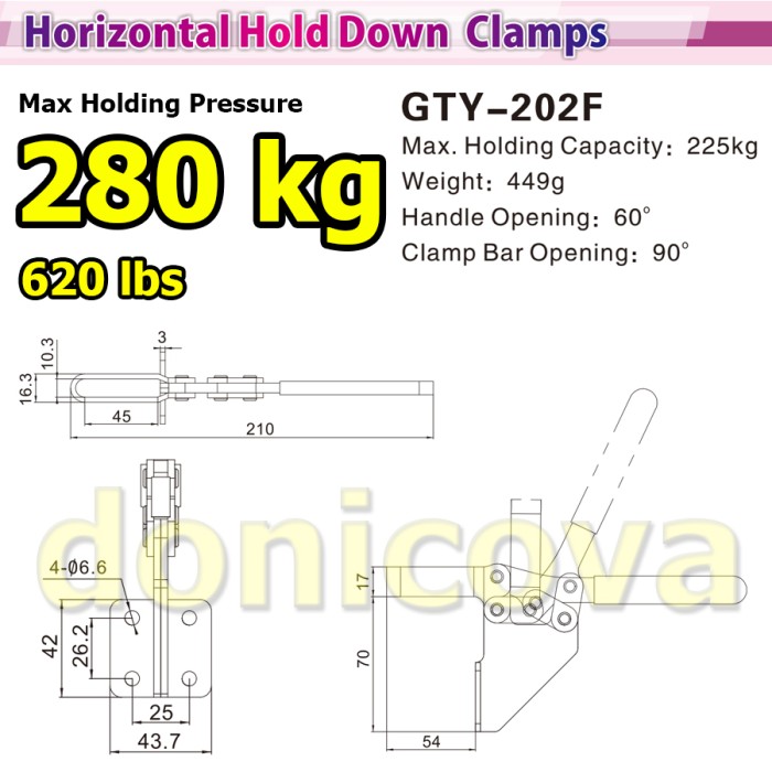 Toggle Clamp Vertical GH 202F GTY 202 F setara WIPRO TCH-921 280kg