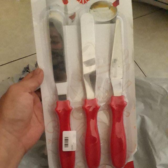 [pumao] 3pcs / Set Spatula Stainless Steel Untuk Mengaduk Krim Kue