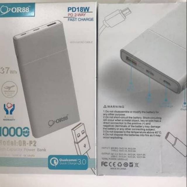 POWER BANK OR88 10000 MAH OR-P2 ORIENS88 FAST CHARGING