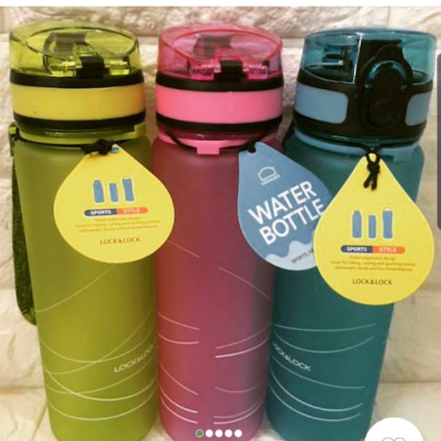 Lock&Lock Botol Minum 600 ml One Touch Cap Bottle Biru Pink Hijau