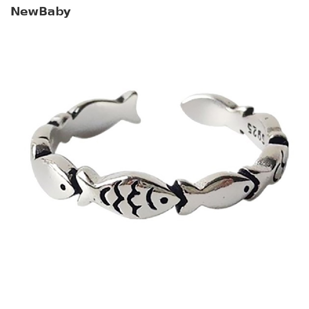 Cincin Model Terbuka Desain Ikan Warna Silver Gaya Vintage Cantik Untuk Pertunangan