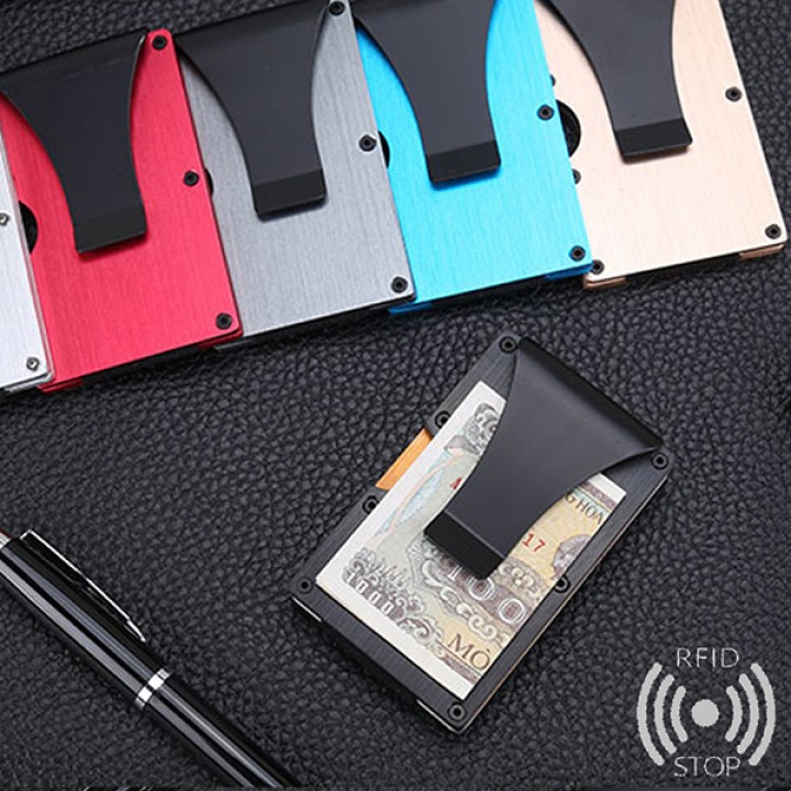 X11-B - Metal Card Wallet Money Clip with RFID Blocker