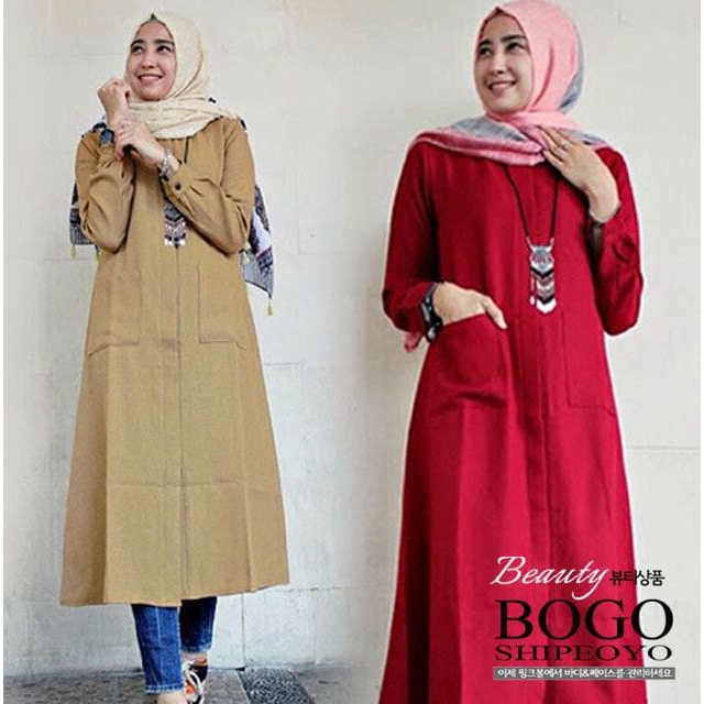 Tunik anjani FT tunik wanita katun coklat dan merah bestseller