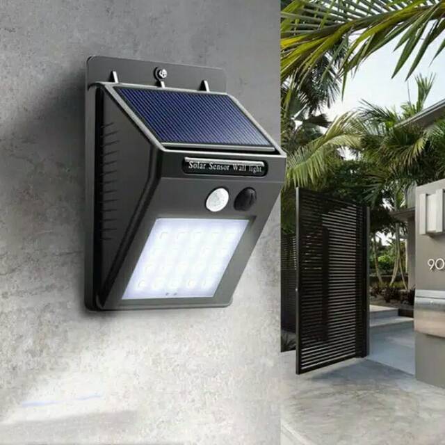 Solar Powered Censor Wall Lamp Lampu Taman Tembok Dinding Sensor Otomatis Bertenaga Surya