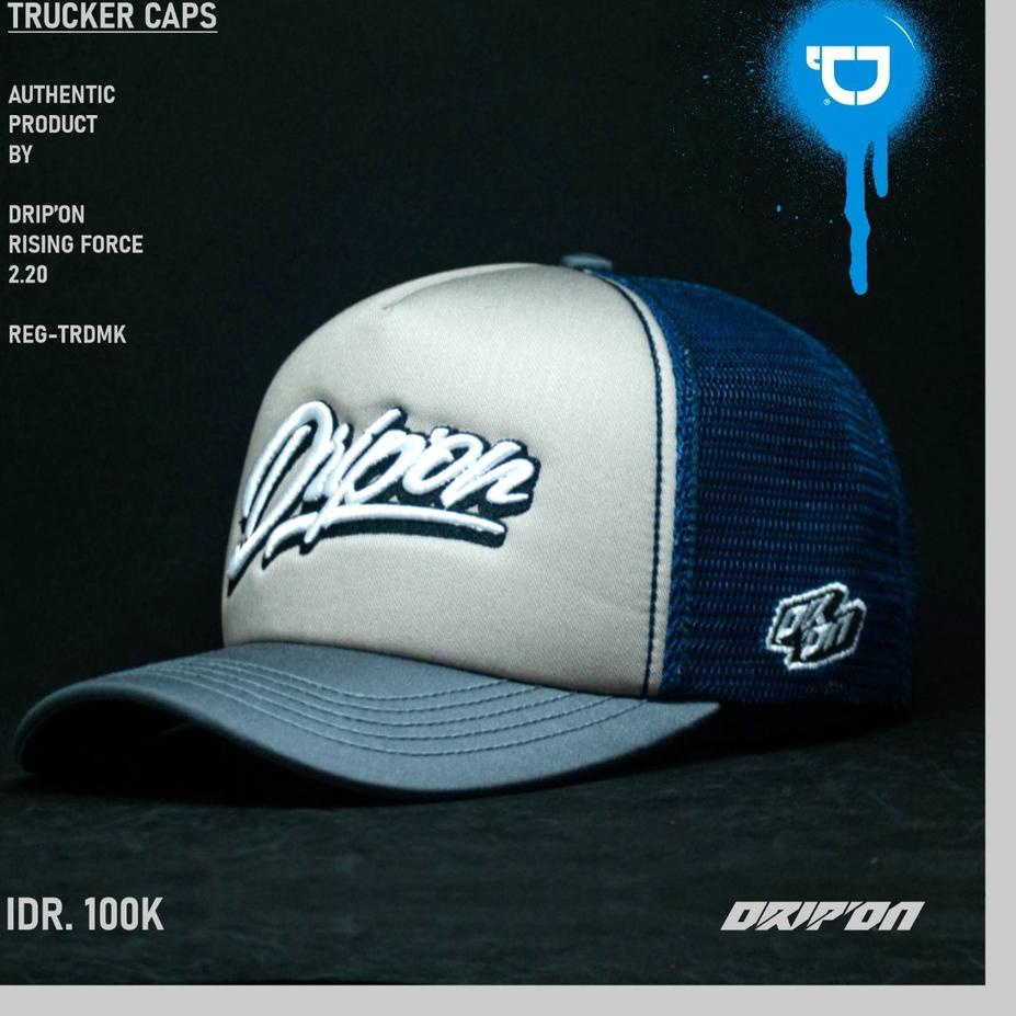 Modern.. Drip ON Topi Jaring Trucker Proshop Pria Dewasa Distro Original Abu Navy