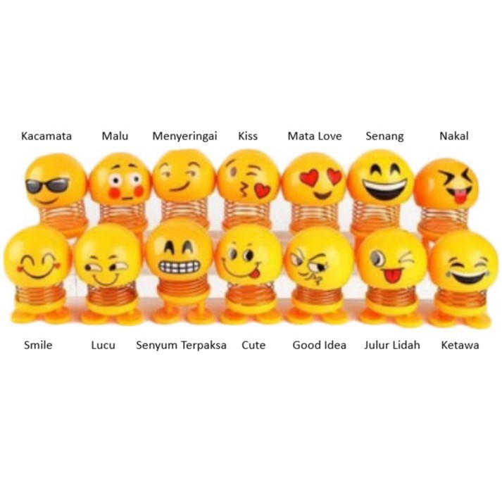 Grosir - B516 Boneka Emoticon (BOLA LAMPU JUAL PISAH) / Emoji Goyang / Emoji doll LED Shaking Head