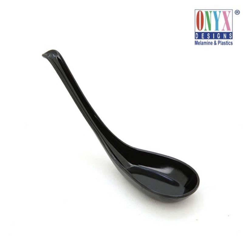 Sendok Sup Bubur Ramen Oriental Hitam Onyx Melamin /  Sendok Bebek /  Oriental Soup Spoon Black 6” ( 1pcs)