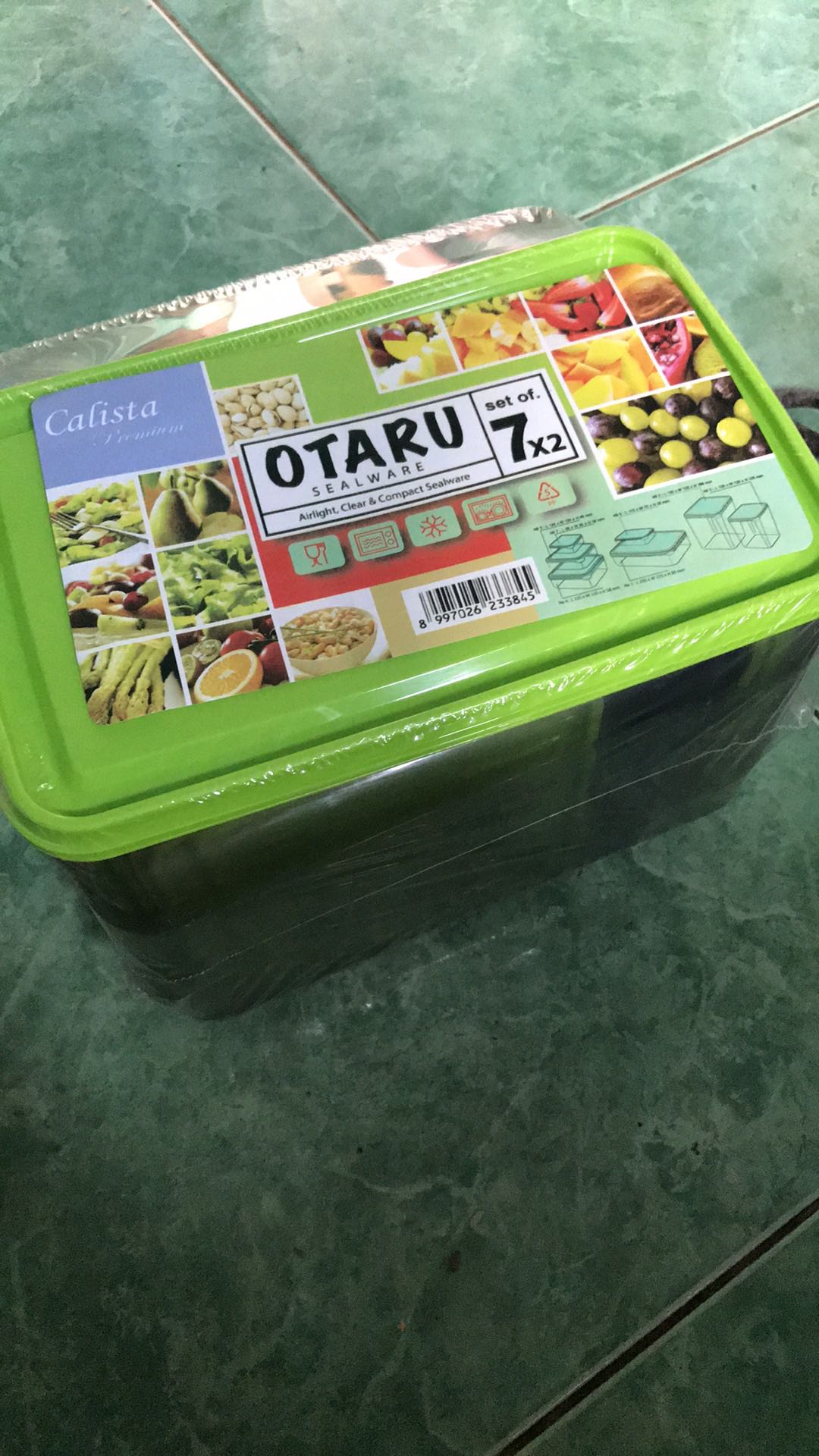 Calista Otaru Smoke Isi 14 Pcs (7 Set) / Toples Plastik / Tempat Makanan / Container / Warna Hijau