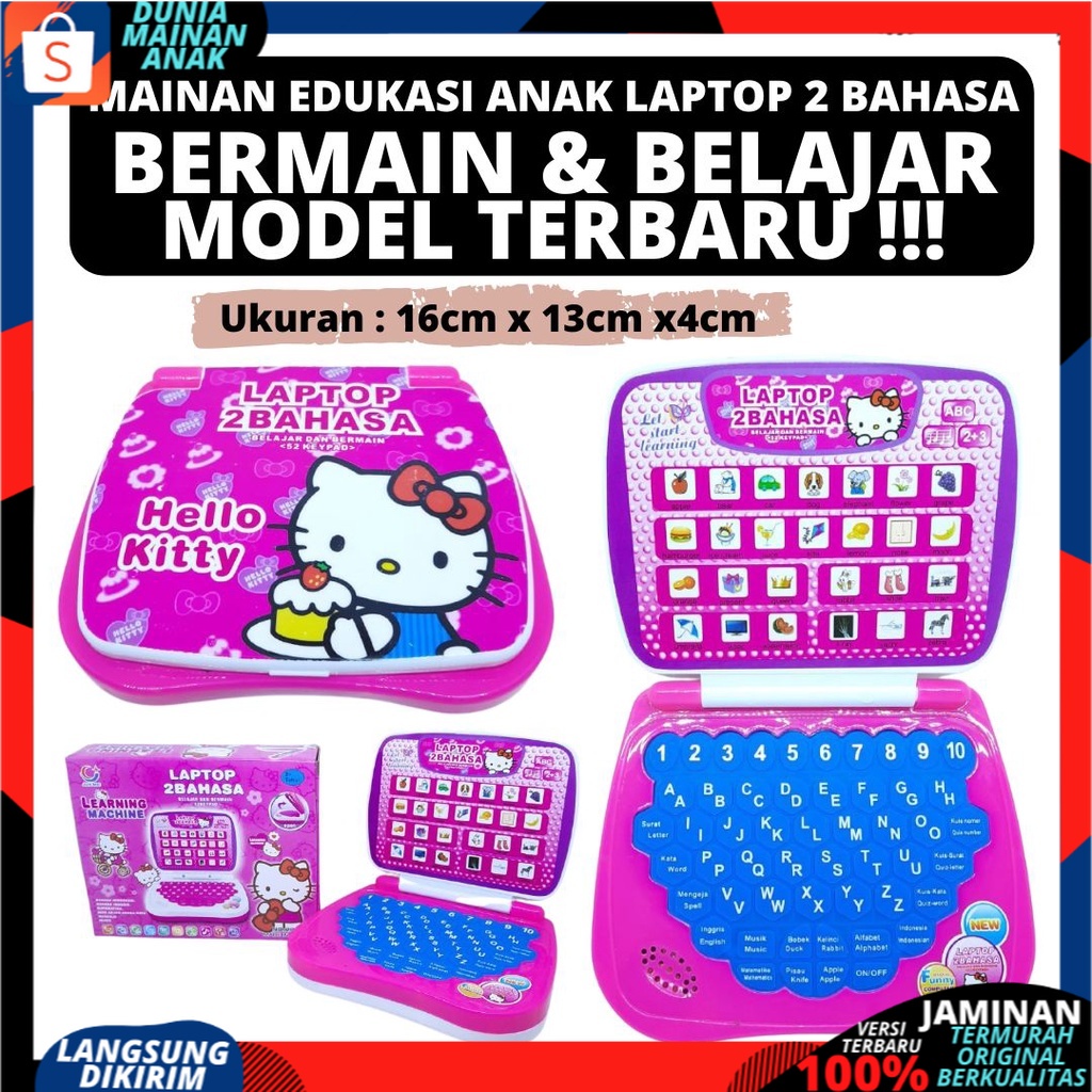 Mainan Edukasi Anak Laptop Buat Belajar 2 Bahasa Karakter Lucu Bahan Bagus Kado Ulang Tahun SNI