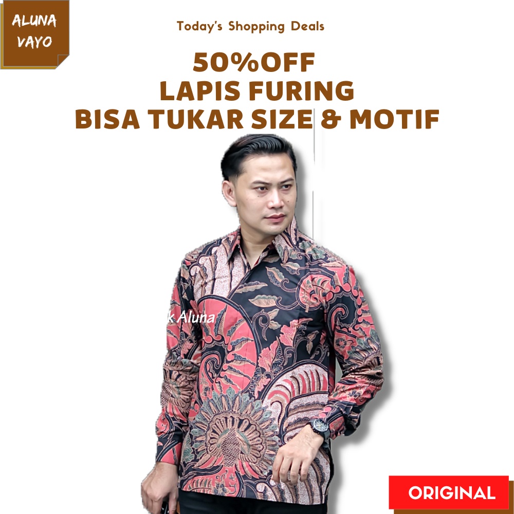 Baju Kemeja Kameja Atasan Hem Pakaian Batik Pria Lengan Panjang Kondangan Seragam Kantor Flanel Over