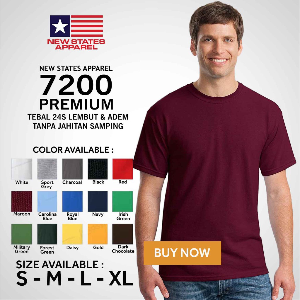 Kaos Polos Combed 24s Original -NSA Premium Cotton 7200