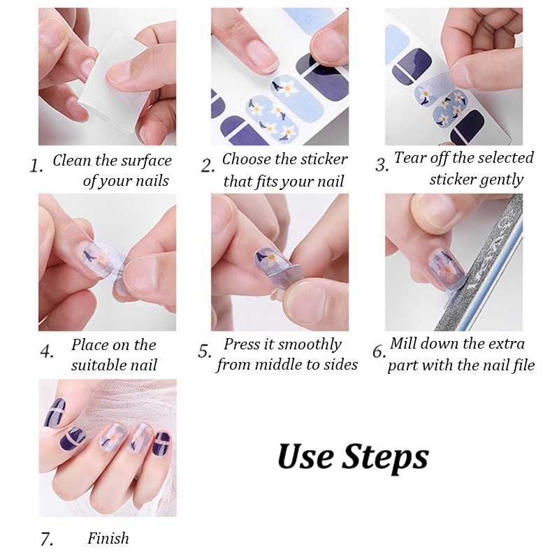 DQ3_104-116 Finger DIY Nail Sticker Fashion 3D Nail Sticker False Nails Art 14Pcs/sheet