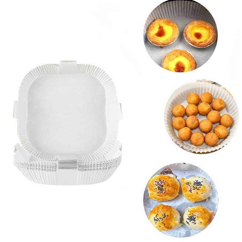 50 / 100Pcs Kertas Alas Panggang Air Fryer Anti Lengket / Minyak Sekali Pakai Dengan Gagang