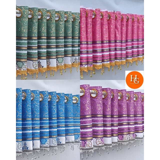 Gorden Poni Blackout Import Printing Pink Hijau Ungu Model Smokring Lebar