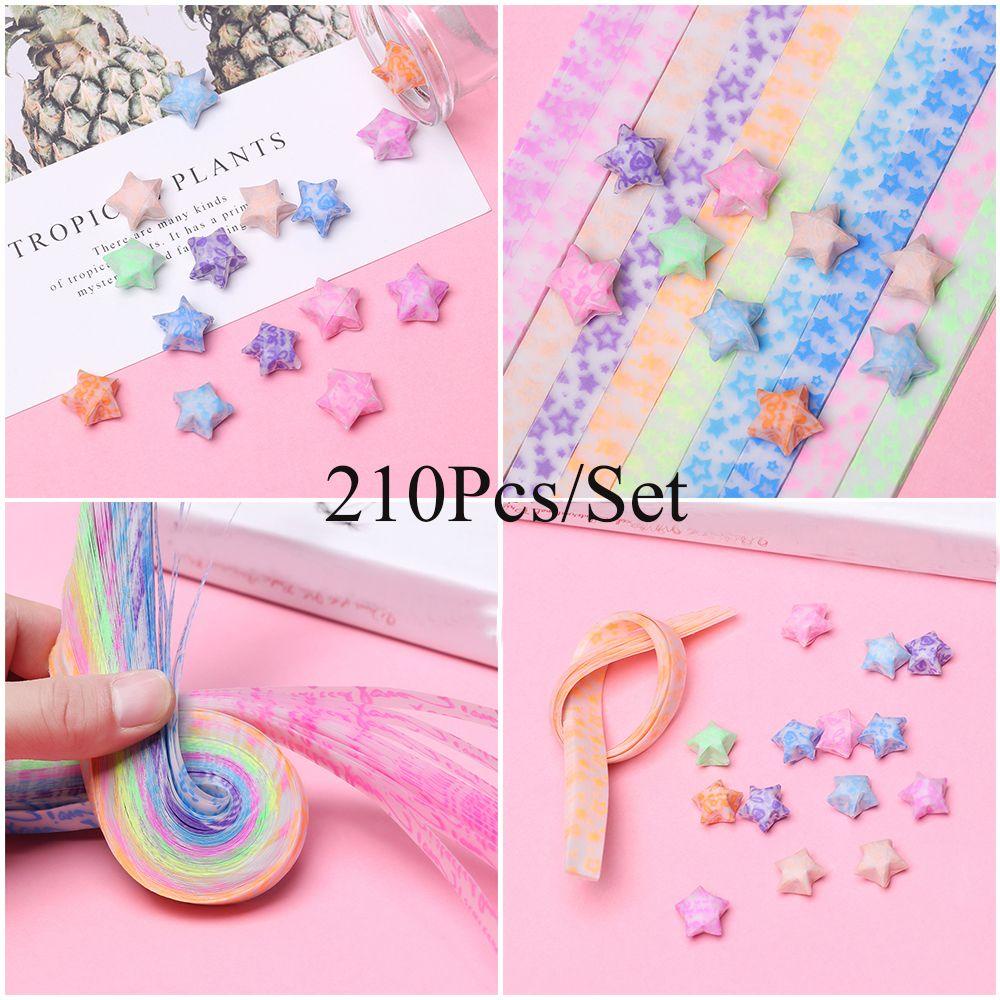 Wonder 210pcs/lot Kertas Strip Hadiah Fluorescence Best Wishes DIY Kerajinan Permen Warna Origami