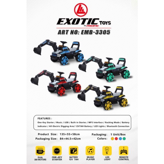 Mainan mobil aki anak exotic EMB 3305 / EMB3305 Model excavator