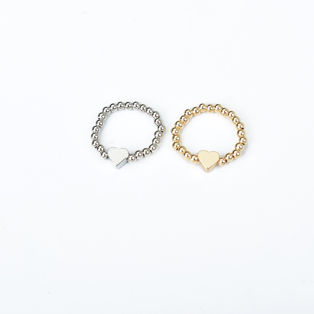 Cincin Manik-Manik Handmade Elastis Adjustable Warna Gold Silver Gaya Korea Untuk Wanita