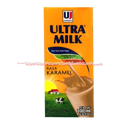 Ultra Milk 200ml Susu UHT Full Cream Susu Ultra Siap Minum Ful Krim Susu Putih Ultramilk Ultra Milks Rasa Plain Caramel Coklat Taro Low Fat Original