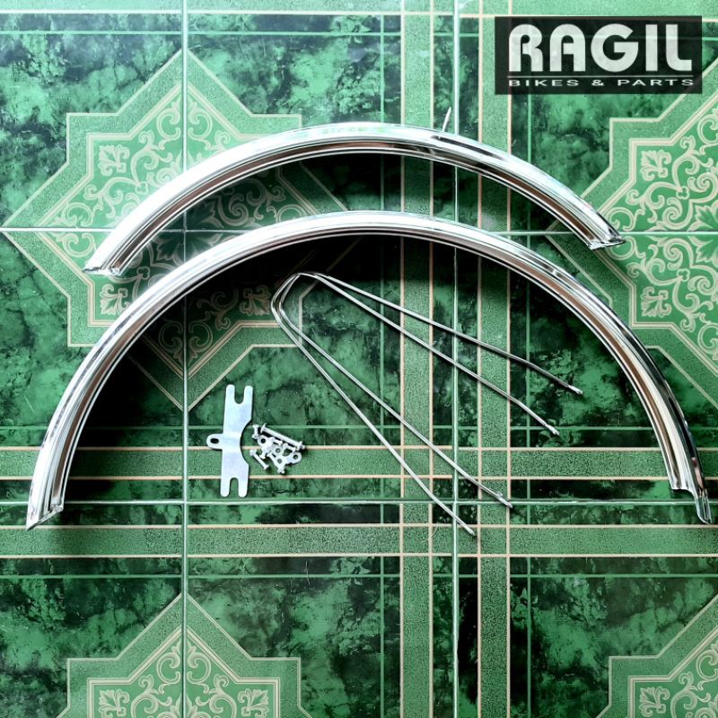 SPAKBOR SLEBOR FENDER SEPEDA MTB FEDERAL 26 26" TOURING ALI KROM CROME CHROME