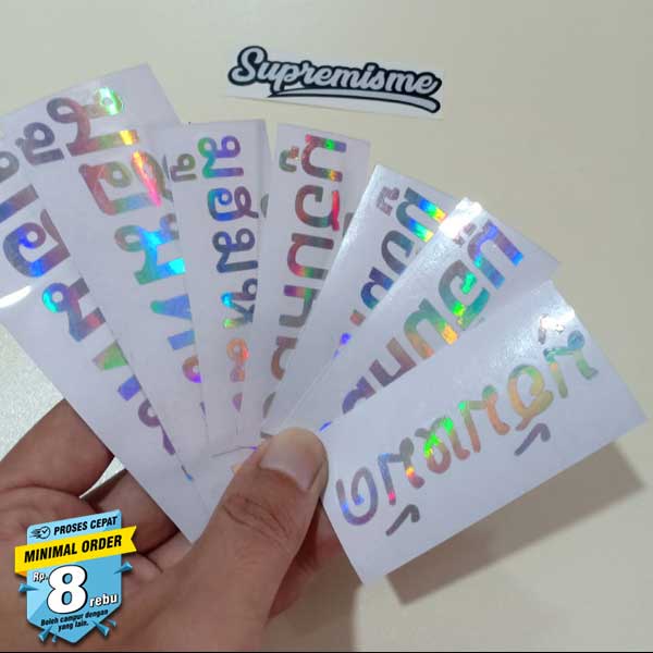 Stiker Hologram Custom Nama Tulisan Thailand Premium Holographic (Langsung Jadi)