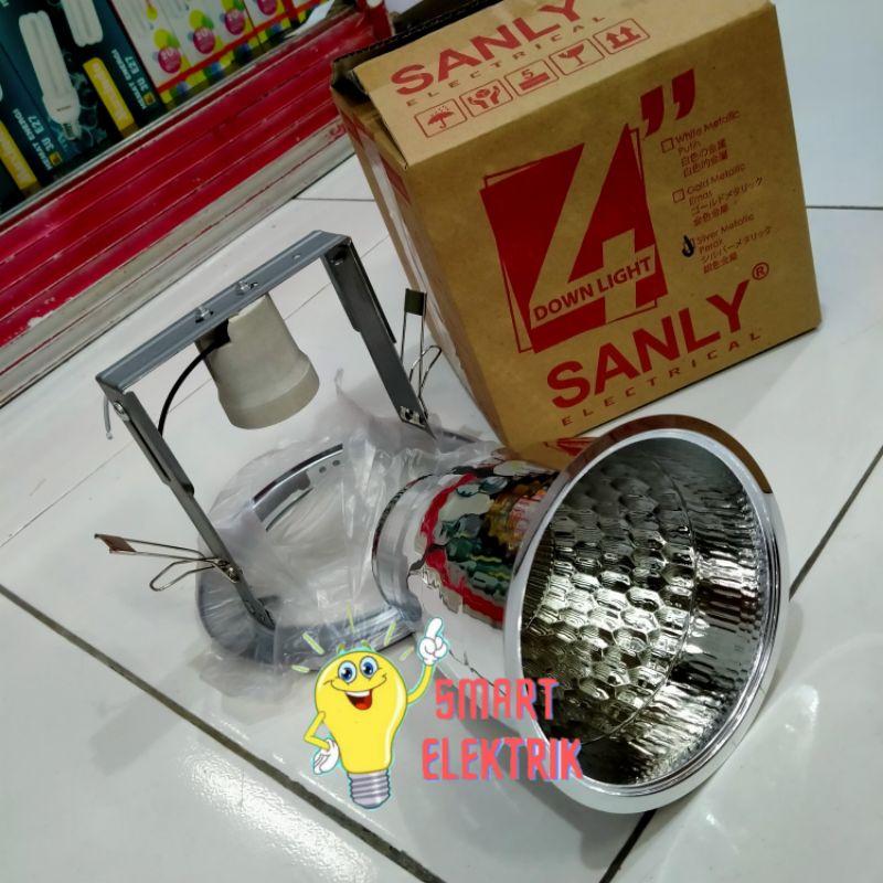 donlet Down Light 4in/ Rumah Lampu Tanam 4 Inch Warna Silver