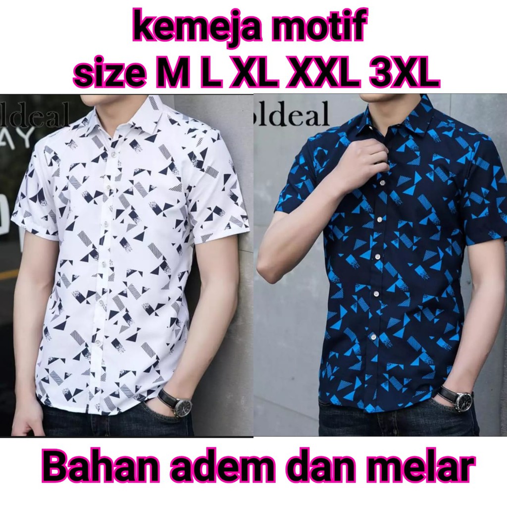 TC.87 KEMEJA MOTIF PRIA 2WARNA LENGAN PENDEK/KEMEJA PRIA DEWASA/KEMEJA CASUAL/KEMEJA MOTIF REINO