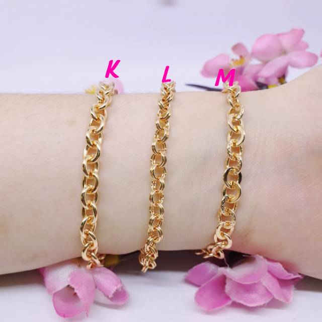 Gelang polos rantai lapis mas uk16-18Cm GRX-37