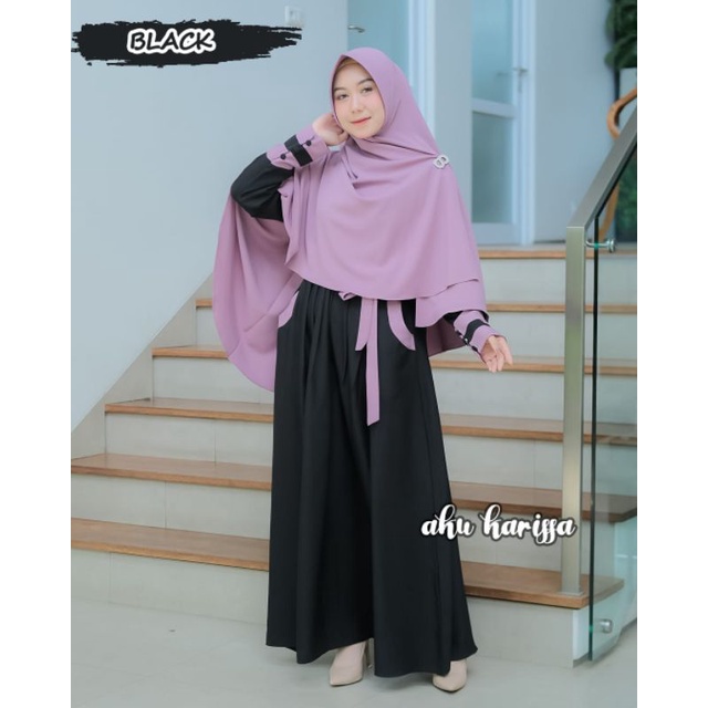Fauziah Set Hijab Syari Gamis Aku karissa/ gamis ity crepe/pakaian wanita/fashion muslimah /Set hija