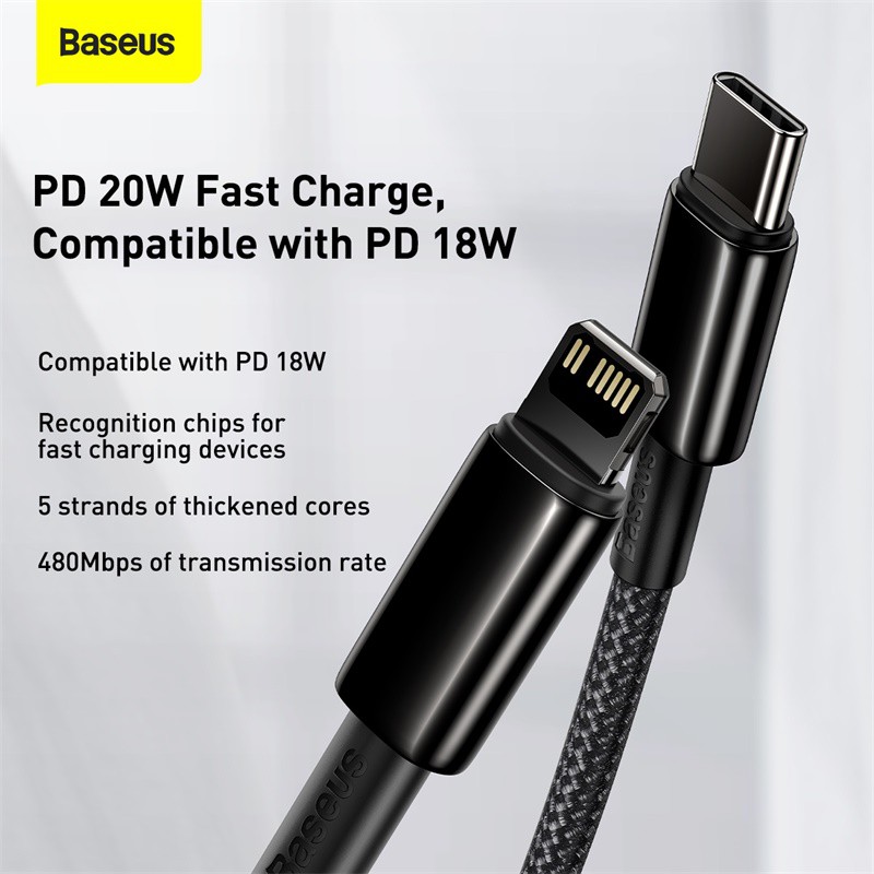 Baseus Tungsten Gold Fast Charging iPhone 12 Kabel Data Type-C to iP PD 20W