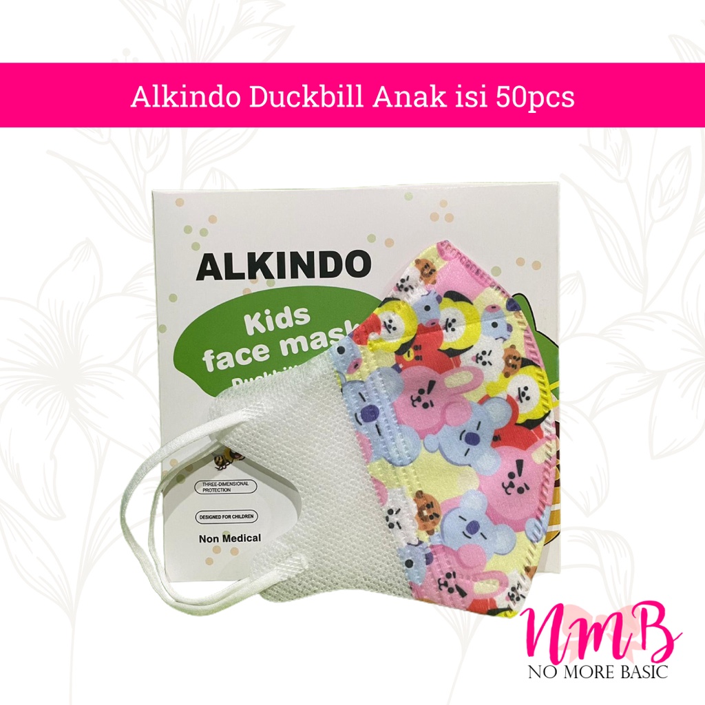 Masker 3 Ply Duckbill Anak Alkindo isi 50Pcs Masker 3ply Anak Duckbill 3D Alkindo Disposable Mask