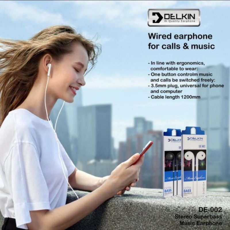 HF HEADSET DELKIN DE-002 EXTRA BASS PACKING IMPORT