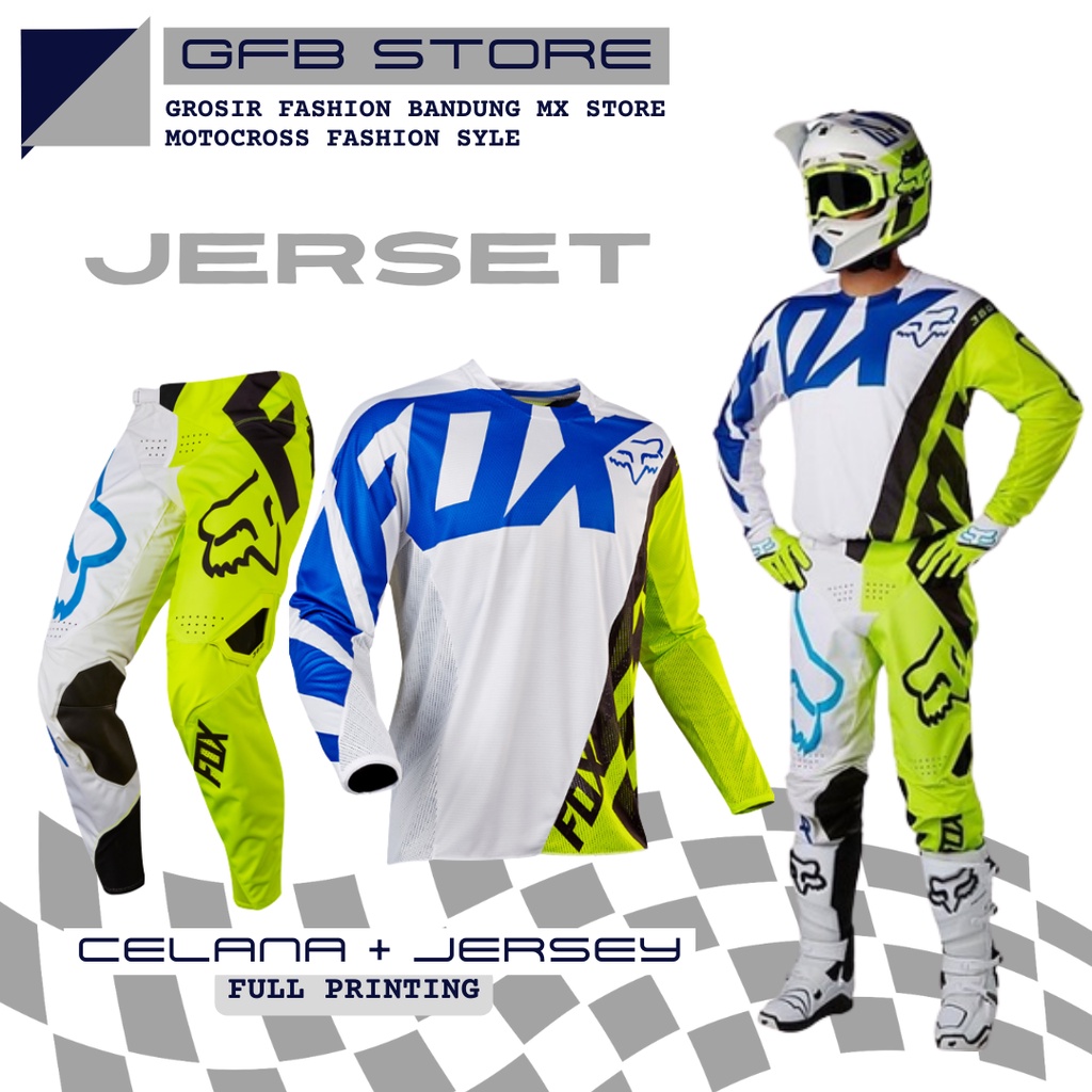 Jersey olahraga motor cross set celana trail pria dewasa Jerset Motocross Adventure Trabas