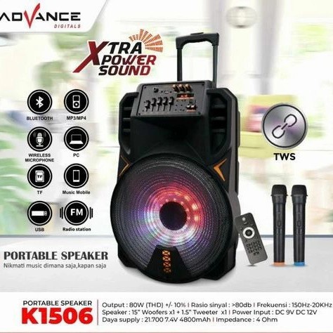 SPEAKER BLUETOOTH ADVANCE 15 INCHI + 2 MIC