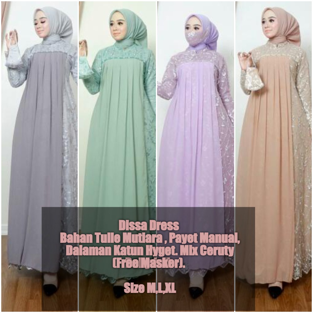 Disa dress kondangan muslimah gamis brukat gaun pesta wanita muslim