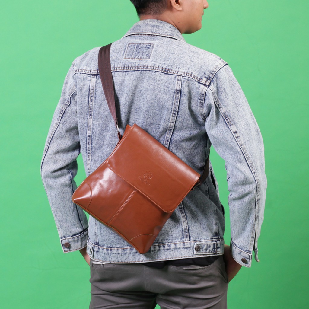 Tas Selempang Pria Kulit Sintetis Premium Tas Slempang Pria Kulit ESL04 TAS PRIA Slingbag KAZUO Desain Keren Dan Modern GARANSI ORIGINAL