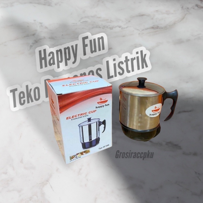 Teko Pemanas Air Stainless Listrik / Electrical Cup / Happy Fun 14cm