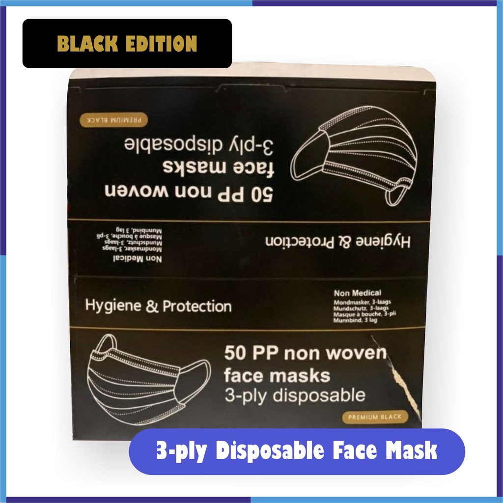 Masker 3ply Biru / Putih / Pink / Hitam Disposable - Earloop - Face Mask Isi 50pcs