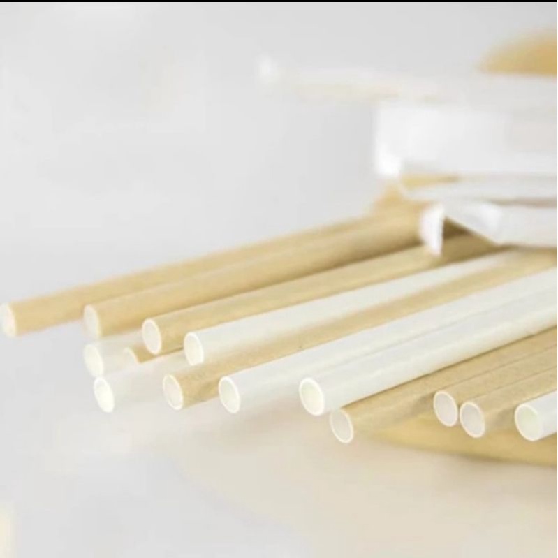 Sedotan kertas steril 6mm / paper straw 6mm - isi 500pcs