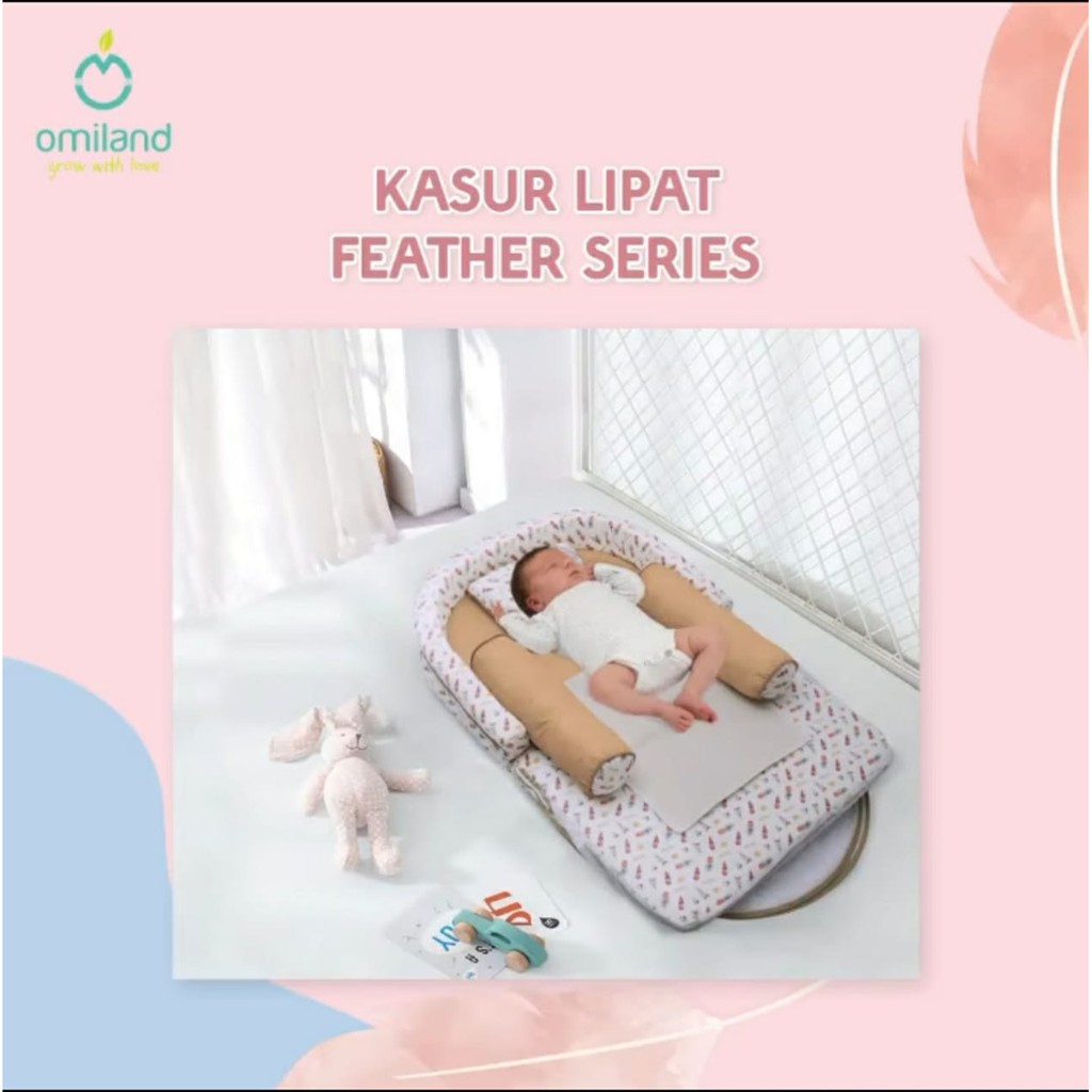 [2 kg] Omiland Kasur Bayi Lipat Bumper + Kelambu (FREE Waslap) Feather Series - OBK 5621 Bumper-3