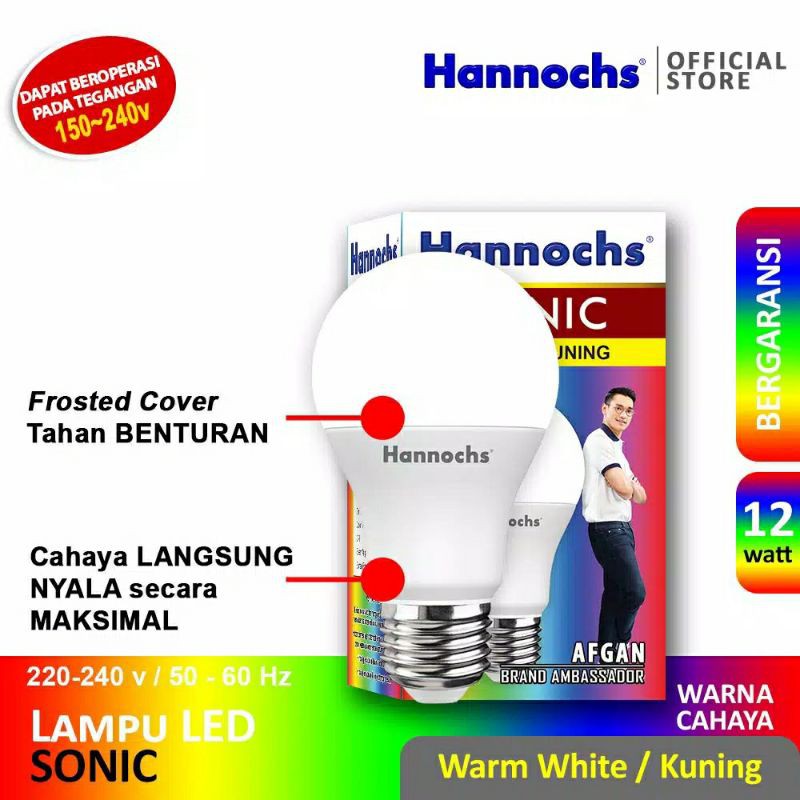 Hannochs sonic 12w Cahaya KUNING lampu led bulb Warm White 12 watt hannoch