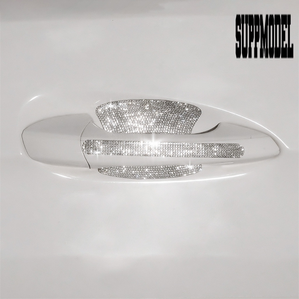 1 Set Stiker Gagang Pintu Mobil Tahan Air Hias Berlian Imitasi