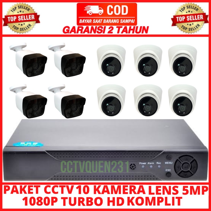 PAKET CCTV 16 CHANNEL 10 KAMERA 5MP TURBO HD 1080P IR SONY KOMPLIT