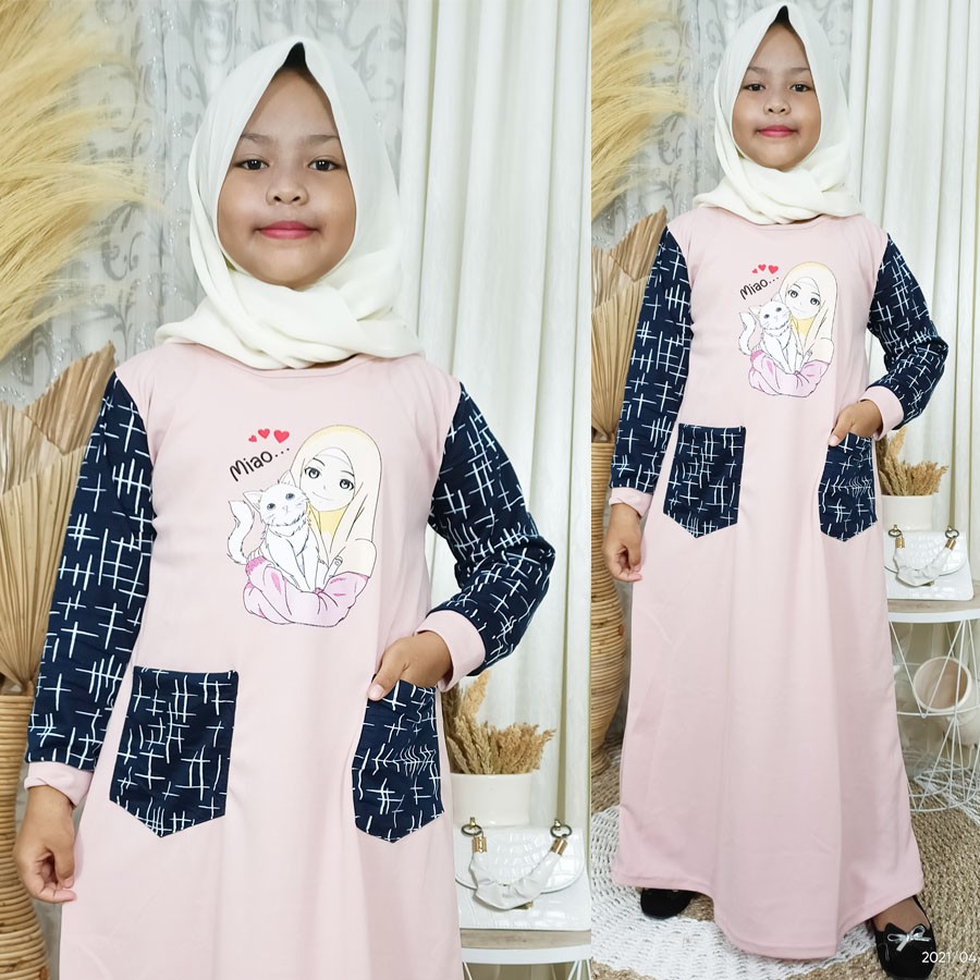 DRESS ANAK MIAO KOMBINASI ADA KANTONG 4-12tahun GL FASHION