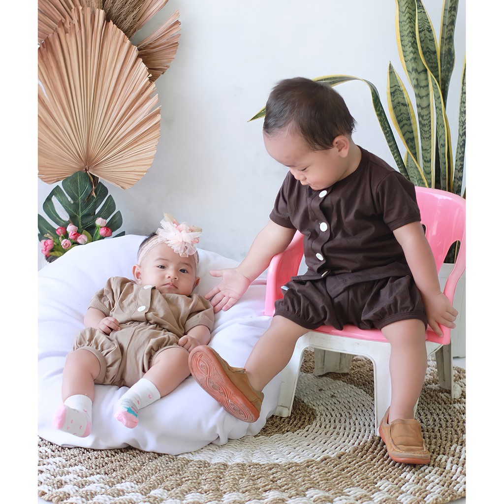 TINGTONG - Acel Playset - Setelan Bayi Baby Anak Cowok Perempuan - Baju dan Celana anak Bayi Katun