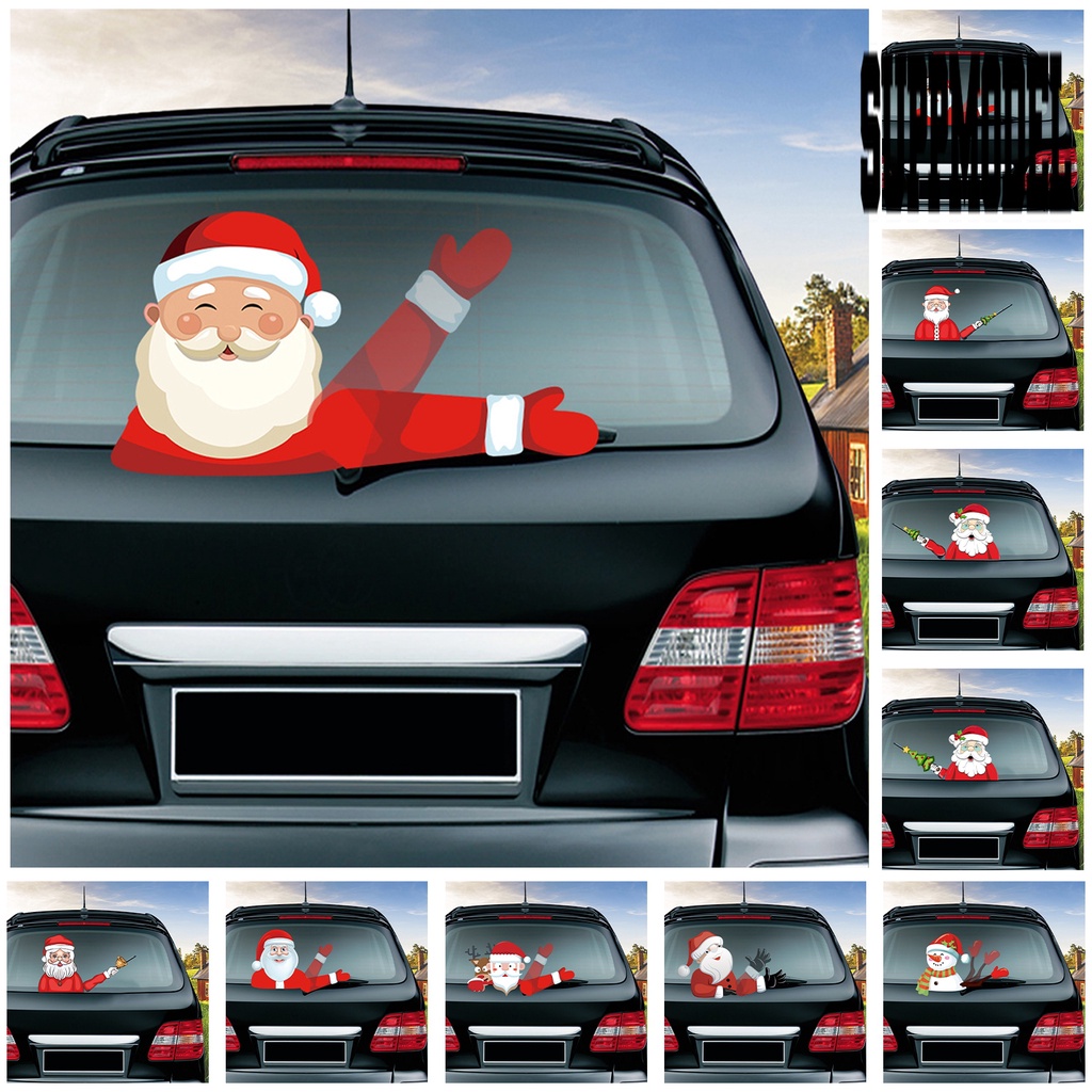 Stiker Wiper Motif Santa Claus Untuk Mobil