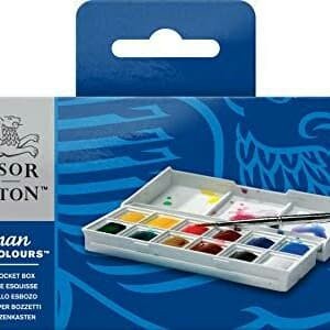

air-cat- winsor & newton cotman watercolour sketcher pocket box 12 half pans -cat-air.