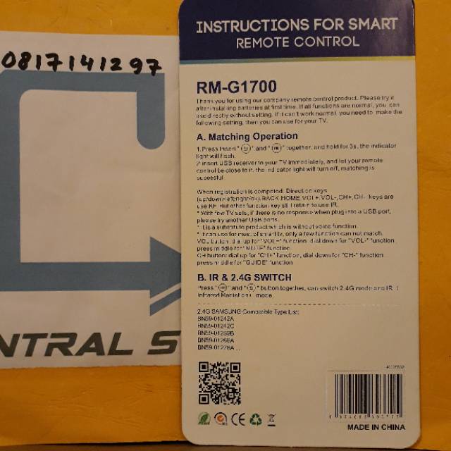 Remote SEMART TV Magic RM-G1700