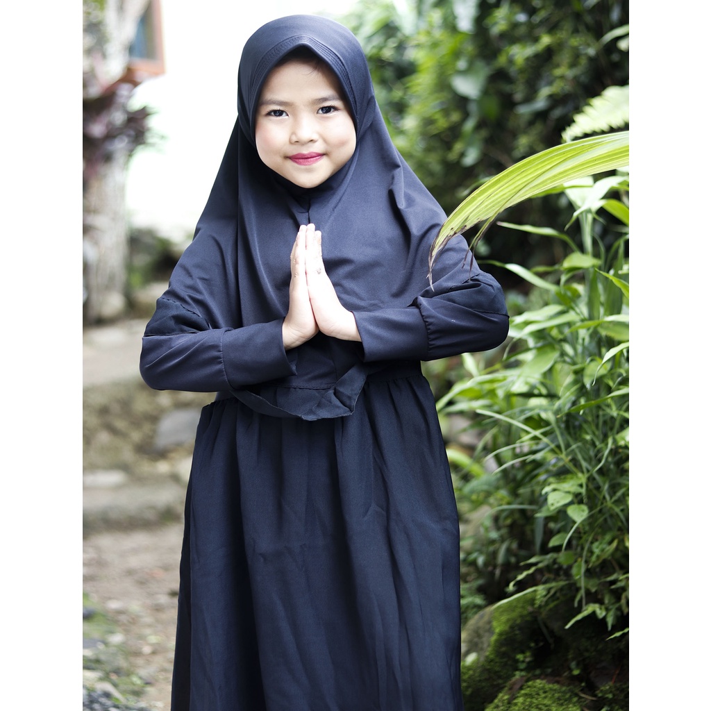 Gamis cruty anak sett jilbab SIZE M-L-XL (Andien collection)